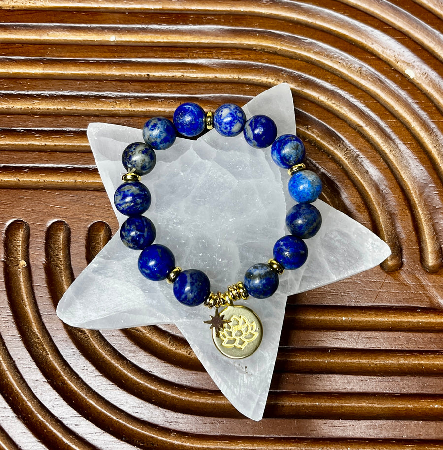 Limited Edition Lapis Lazuli bracelet with lotus charm