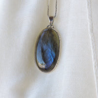 Large Oval Labradorite Pendant