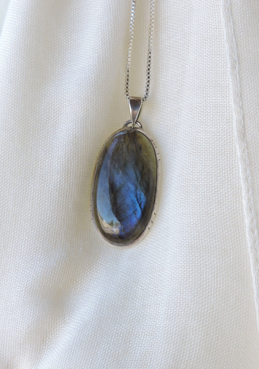 Large Oval Labradorite Pendant