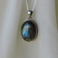 Large Oval Labradorite Pendant