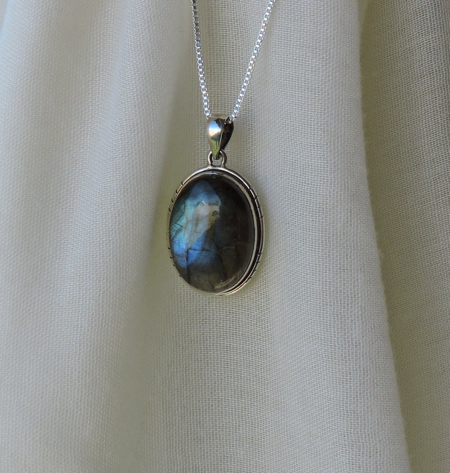 Large Oval Labradorite Pendant