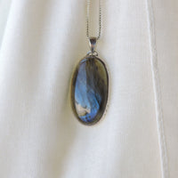 Large Oval Labradorite Pendant