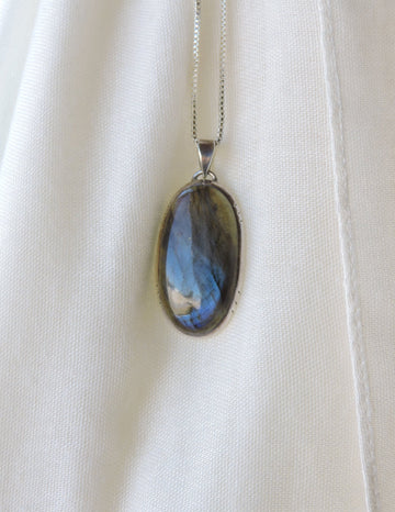 Large Oval Labradorite Pendant