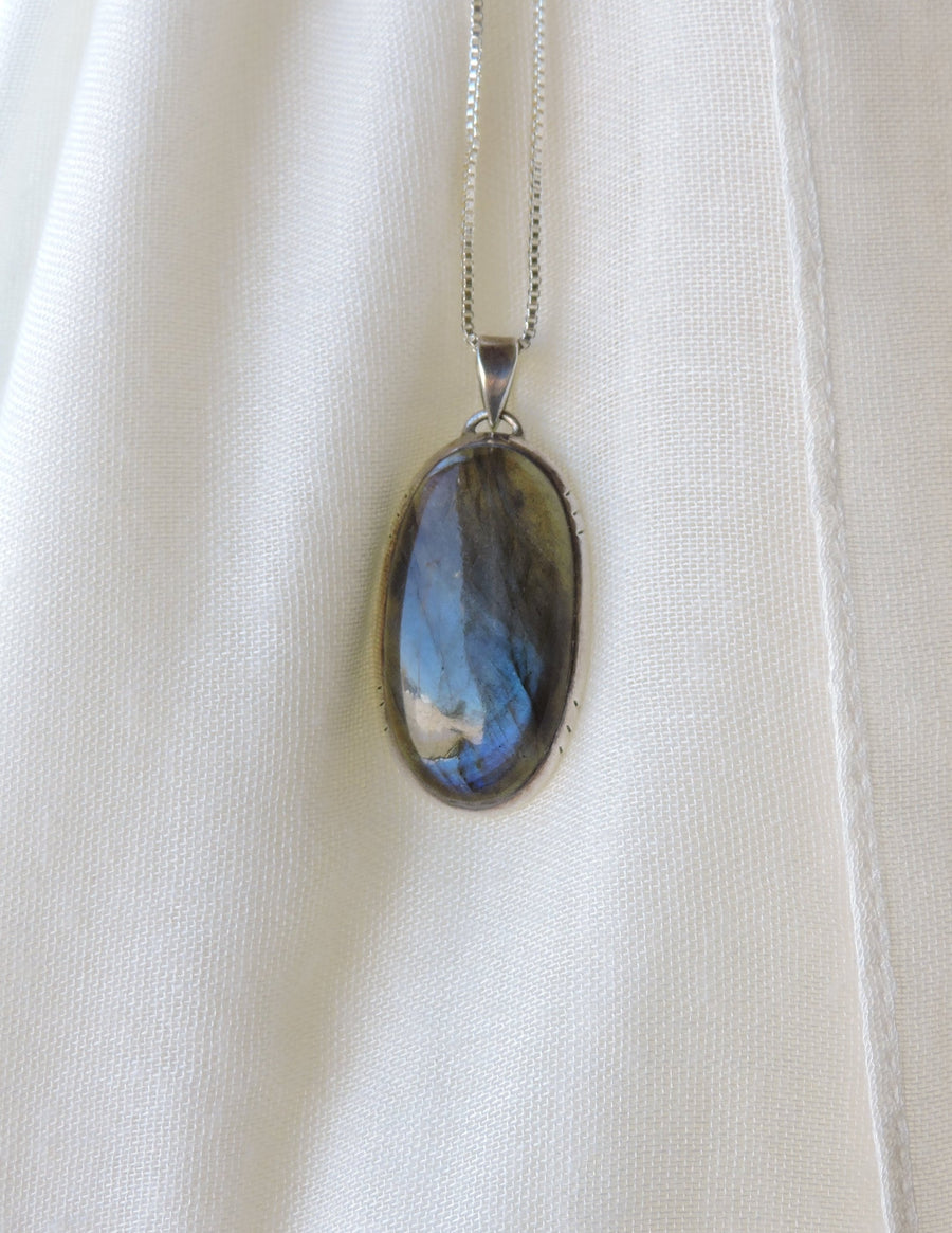 Large Oval Labradorite Pendant