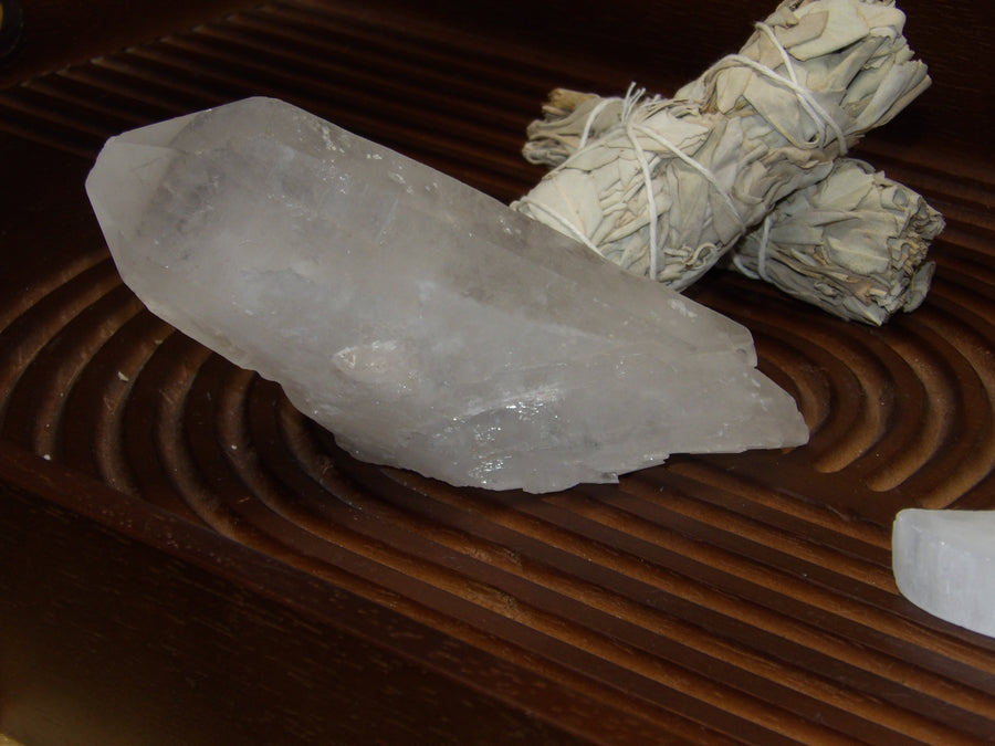 Large healing quartz point for manifestation and energy cleansing