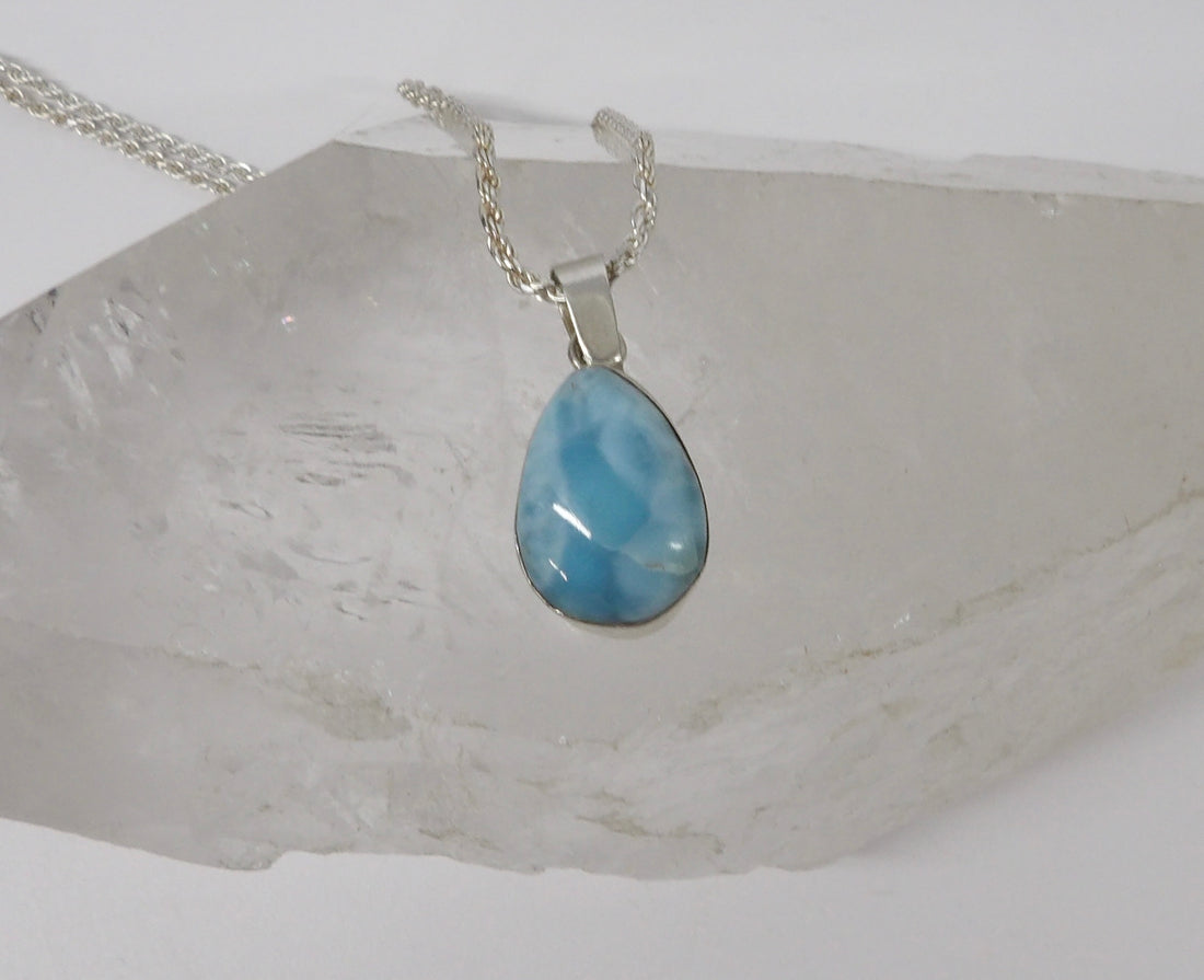 Natural Larimar Sterling Silver Pendants | Choose Your Piece