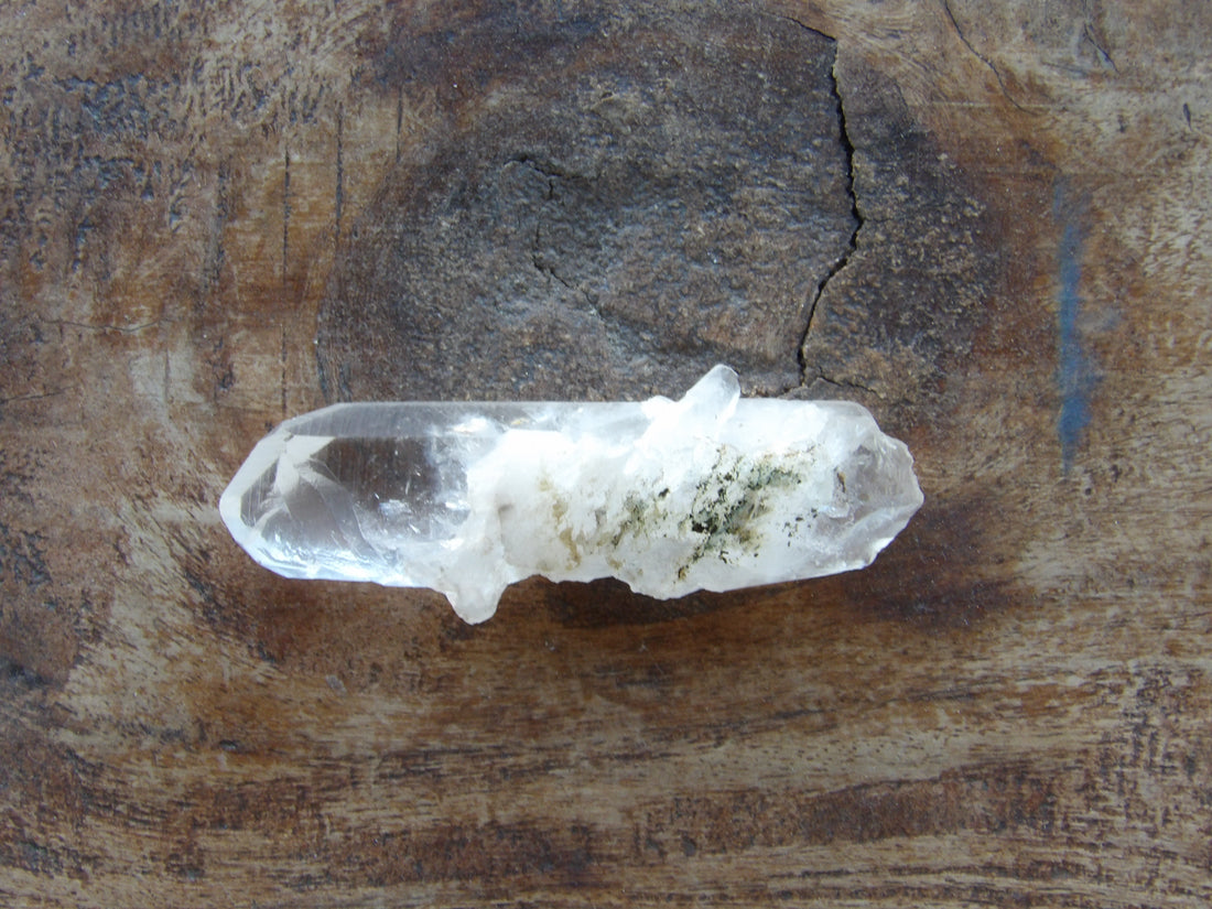 Lemurian quartz point with companion growth
