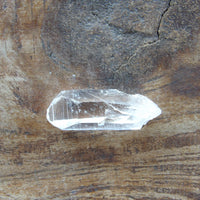 Close view of double terminated Lemurian quartz striated surface