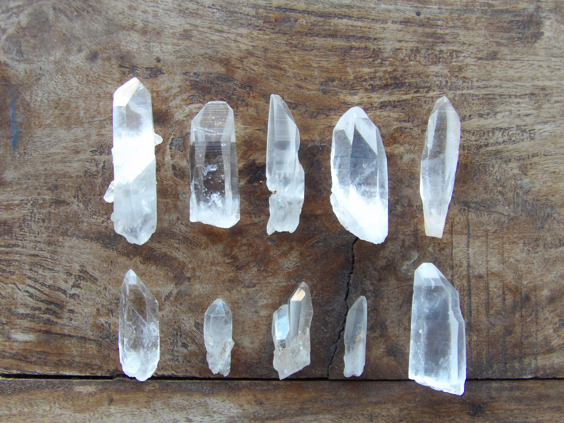 Lemurian quartz crystal showing natural surface lines