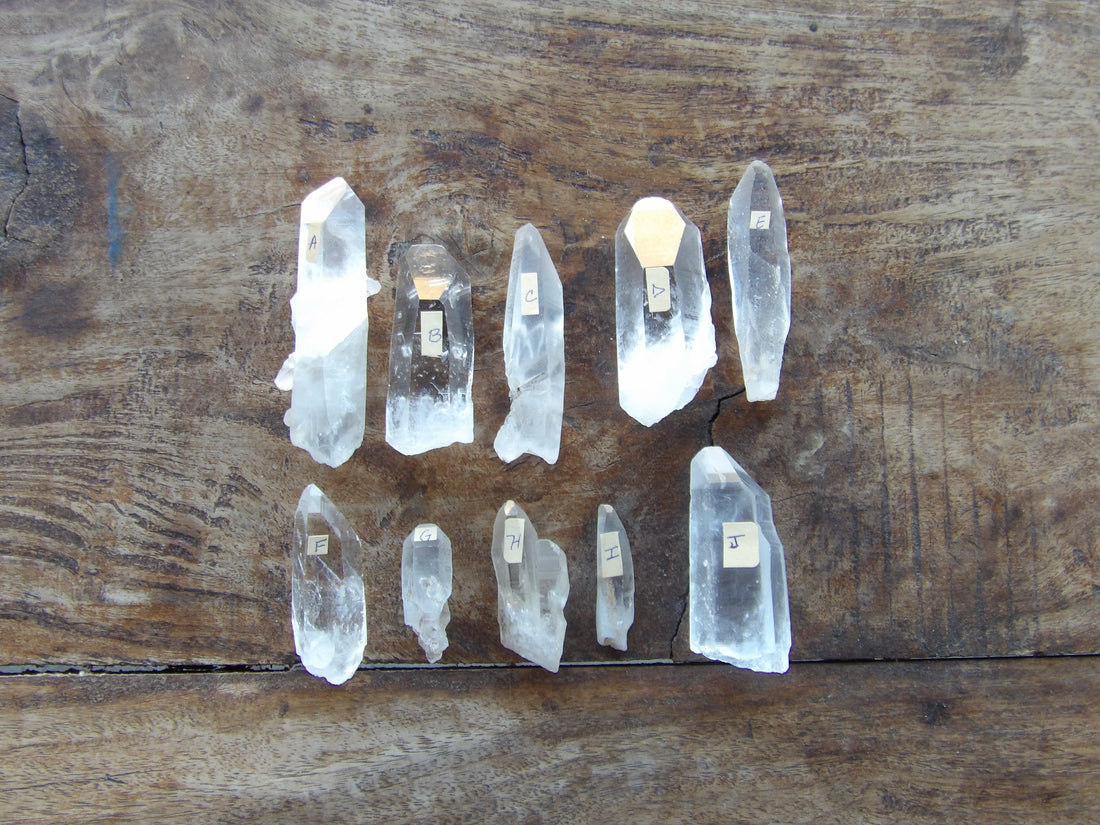 Lemurian quartz point with horizontal growth lines