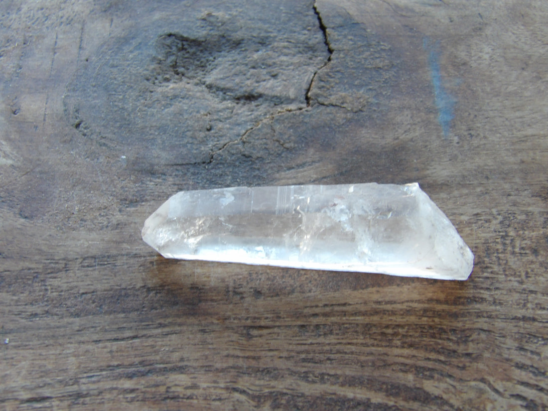 Close-up of Lemurian quartz striations and texture