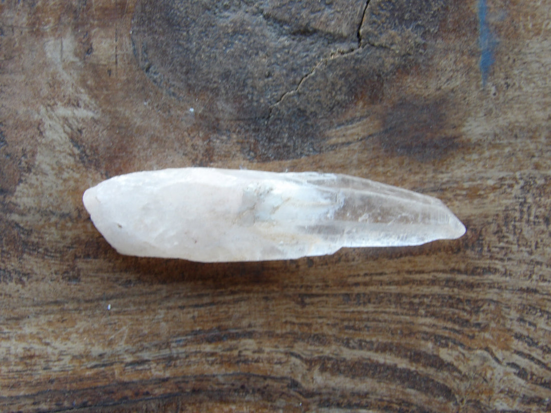 Natural Lemurian quartz point with organic self healed, double terminated shape