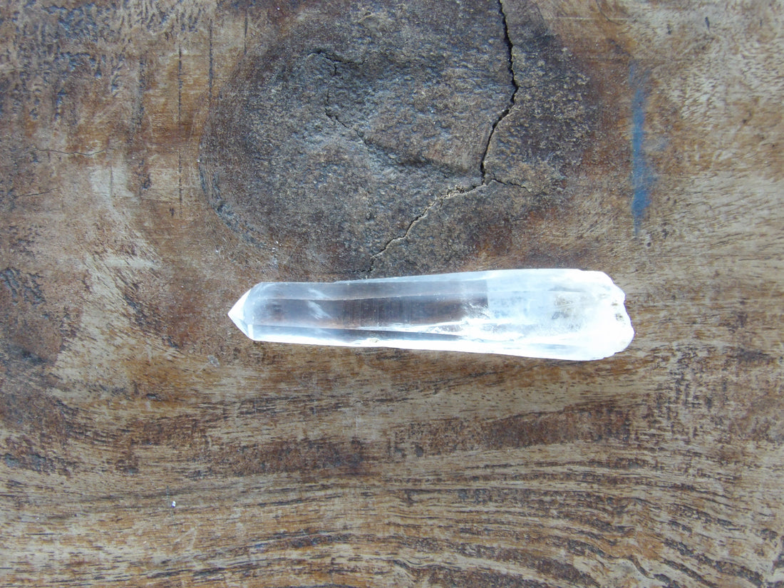 Lemurian quartz point with natural formation lines