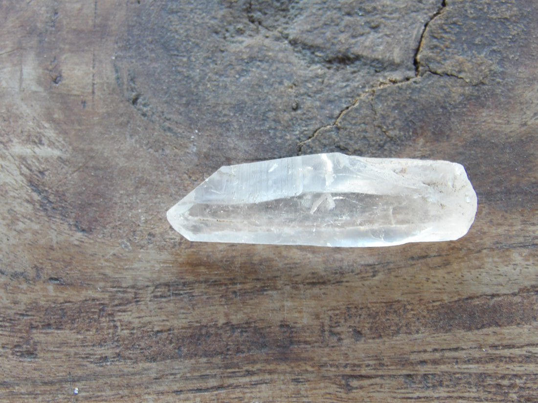 Lemurian quartz point showing natural crystal structure