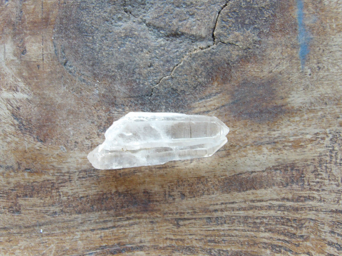 Twin Lemurian quartz crystal photographed in natural light