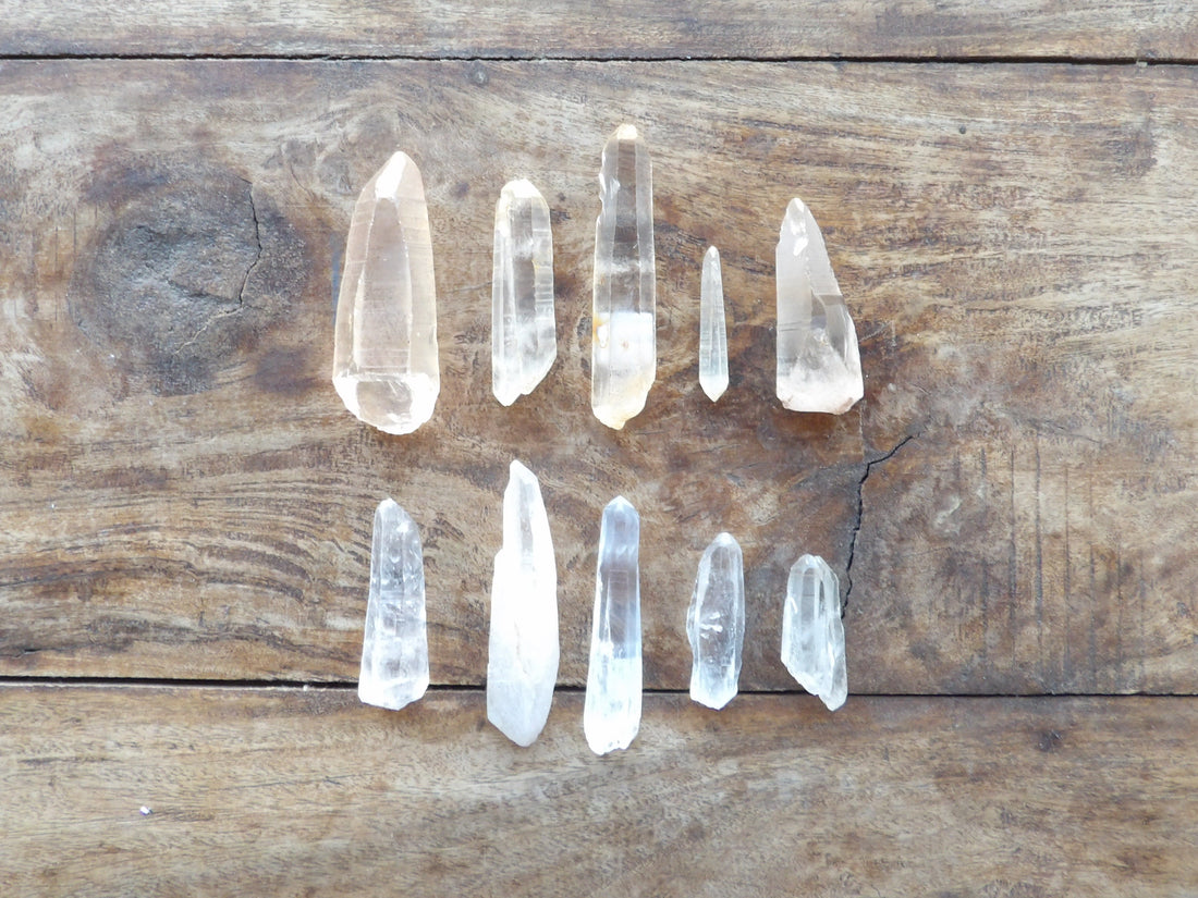 Lemurian quartz crystal with horizontal growth lines, Scottsdale Arizona