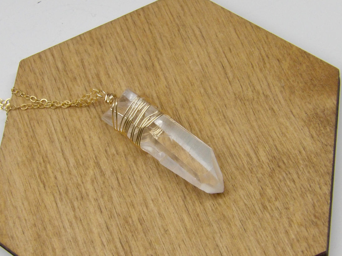 Lemurian Crystal pendant necklace 