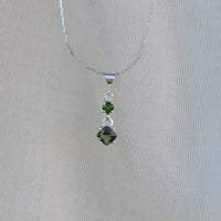 Moldavite and Chrome Diopside Pendant