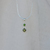 Moldavite and Chrome Diopside Pendant