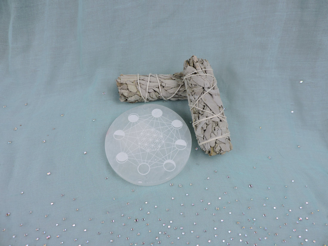 Selenite Cleansing Plates with Etchings (Round) - Choose Your Crystal