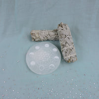 Selenite Cleansing Plates with Etchings (Round) - Choose Your Crystal