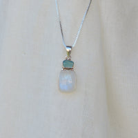 Moonstone and Blue Apatite Pendant