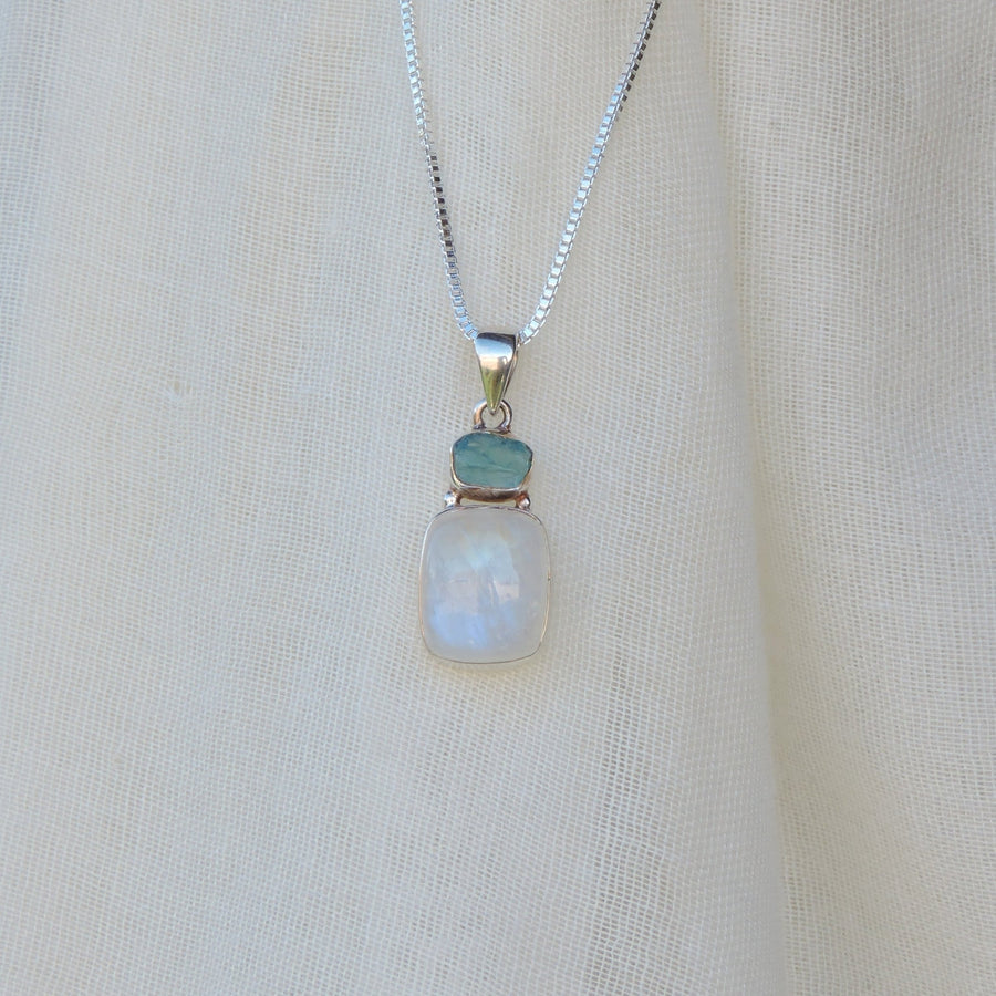 Moonstone and Blue Apatite Pendant