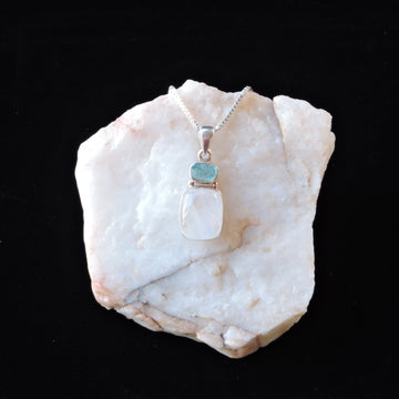 Moonstone and Blue Apatite Pendant