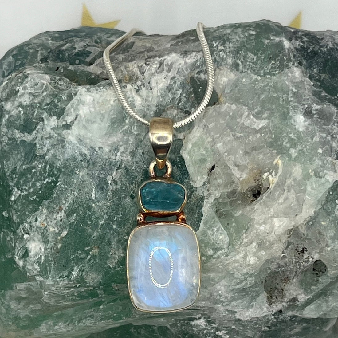 Moonstone and Apatite Cab Pendant