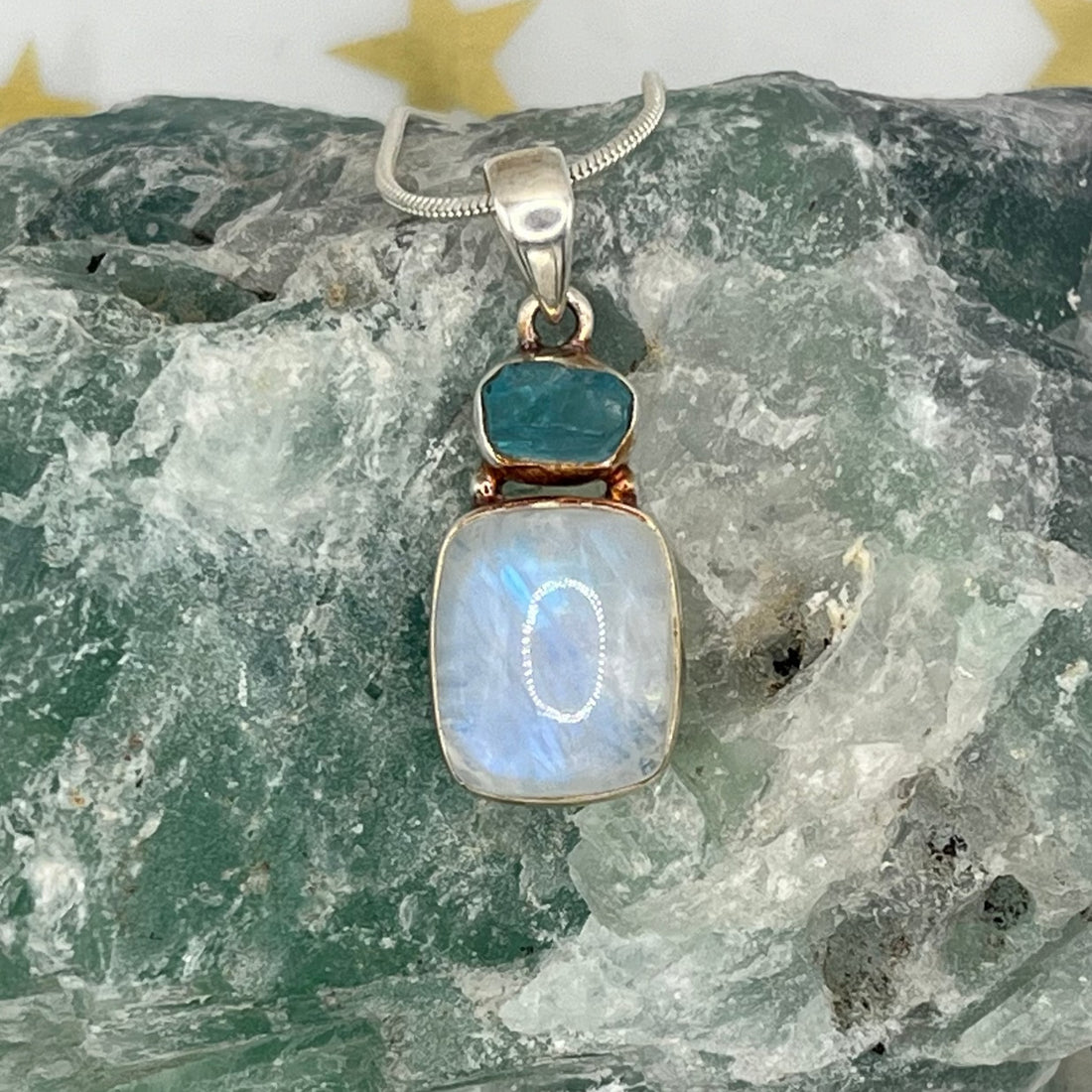 Moonstone and Apatite Cab Pendant