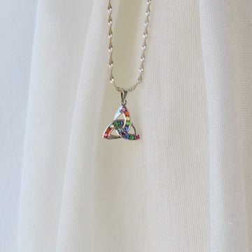 Sterling Silver Multi-Colored Triquetra Pendant