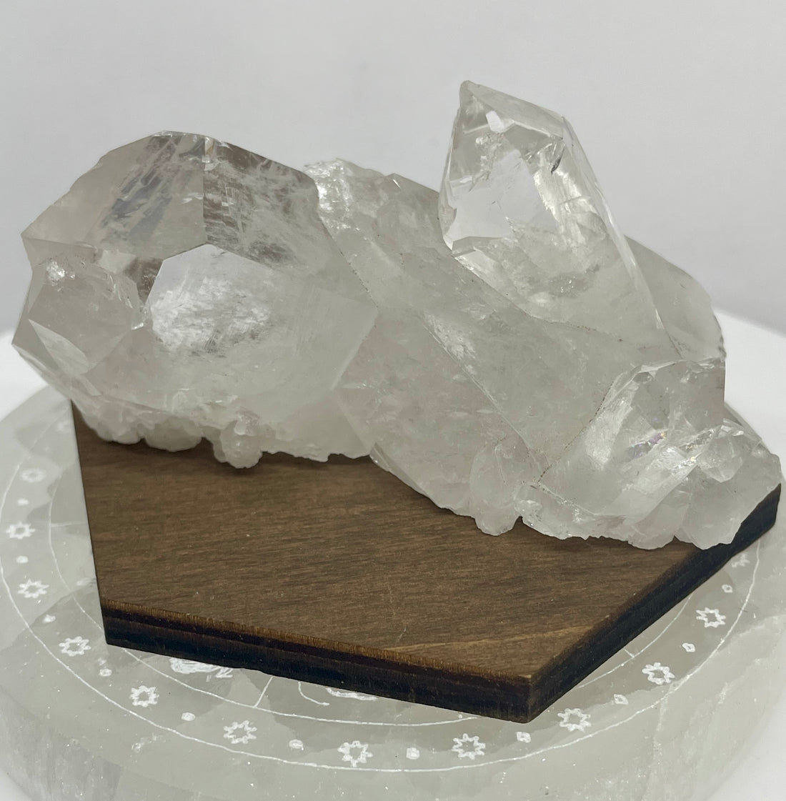 Natural Clear Quartz cluster featuring multiple well-formed crystal points. One-of-a-kind display specimen from Star Woman Crystals.