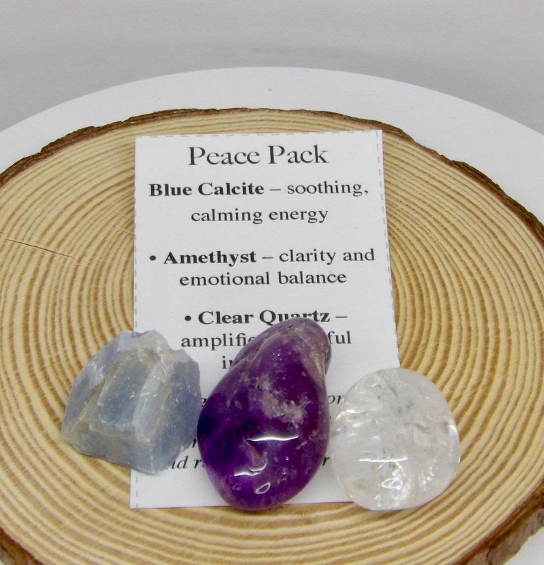 Peace Pack Crystal Bundle | Blue Calcite, Amethyst & Clear Quartz