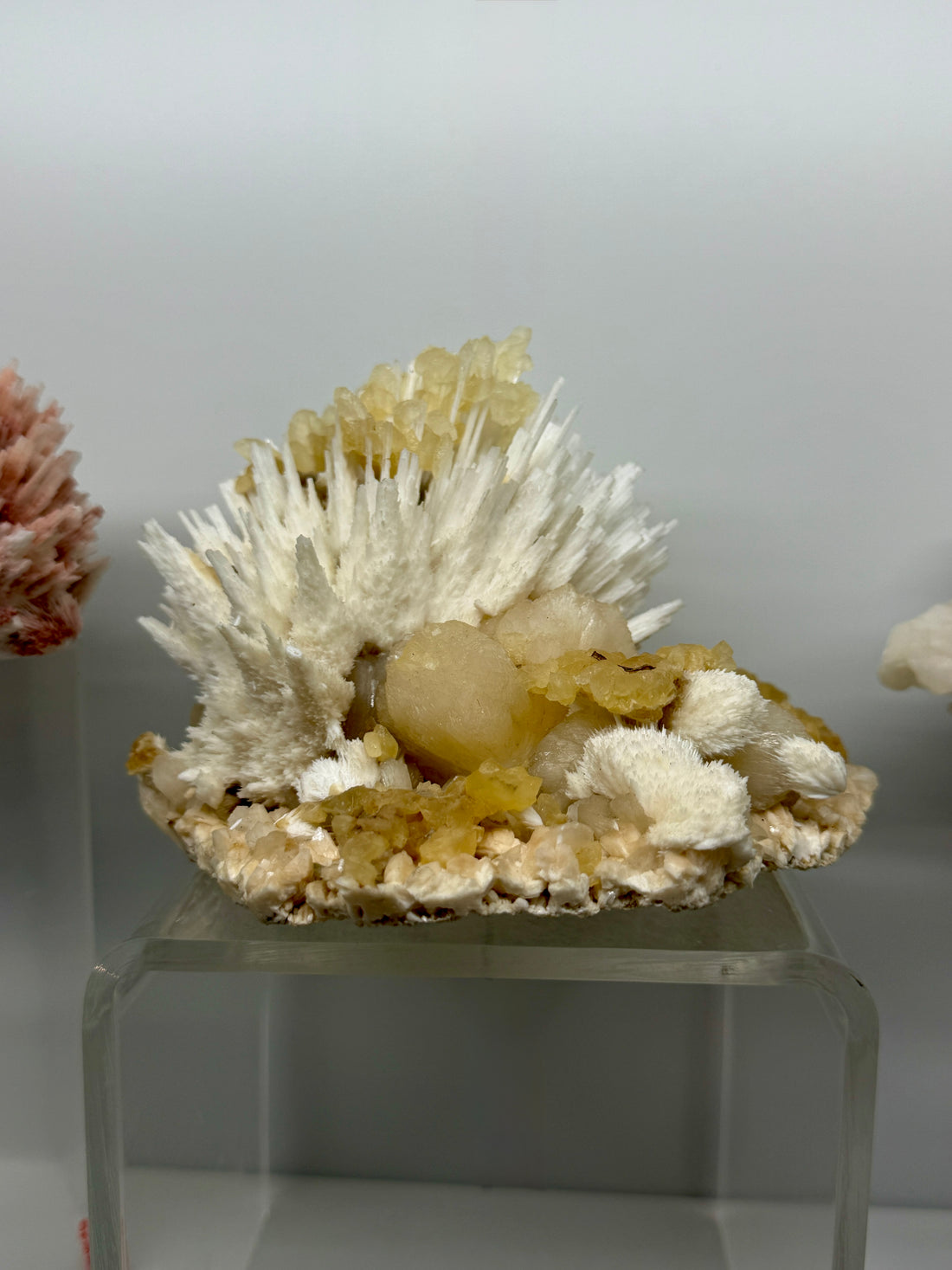 Phosphorescent Calcite with Mordenite & Stilbite | Collector Specimen | India