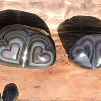 Hand-Carved Rainbow Obsidian Stones – Star and Heart Designs