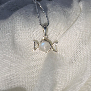 Rainbow Moonstone Phase Pendant