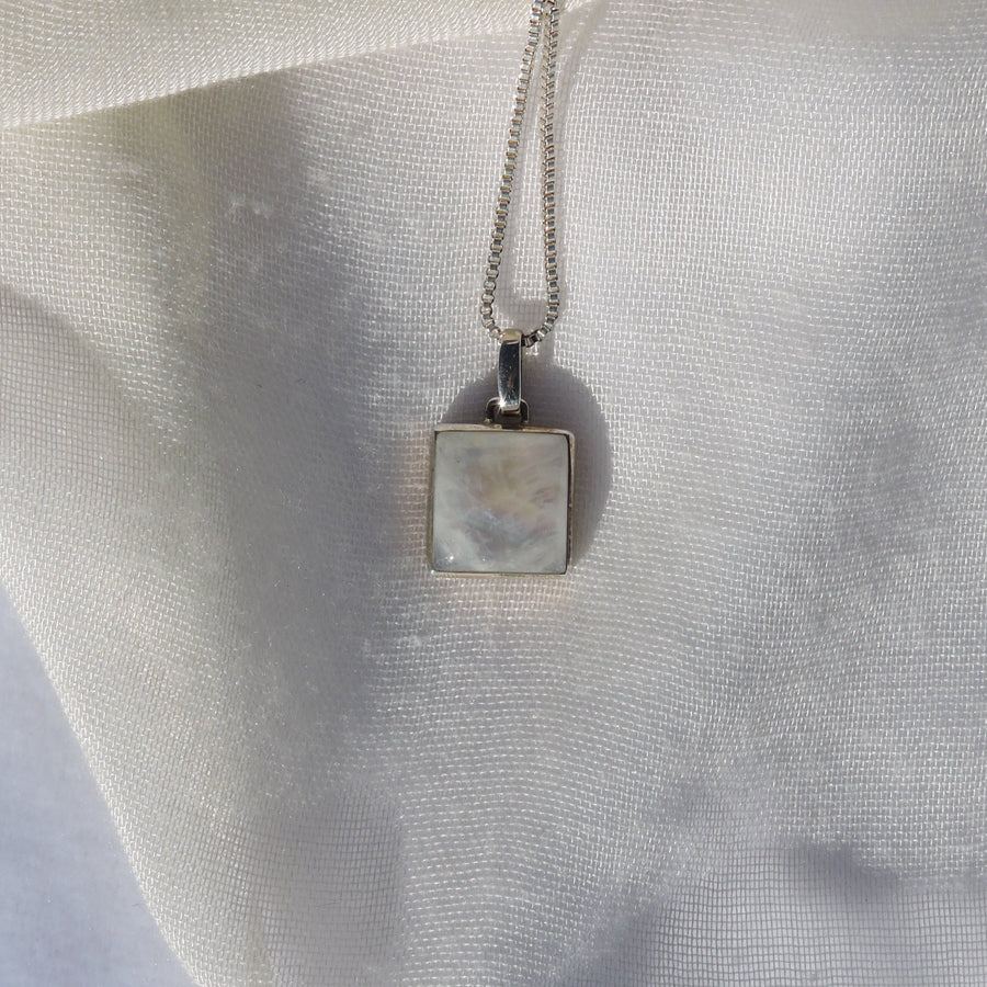 Rainbow Moonstone Square Pendant