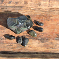 Hand-Carved Rainbow Obsidian Stones – Star and Heart Designs