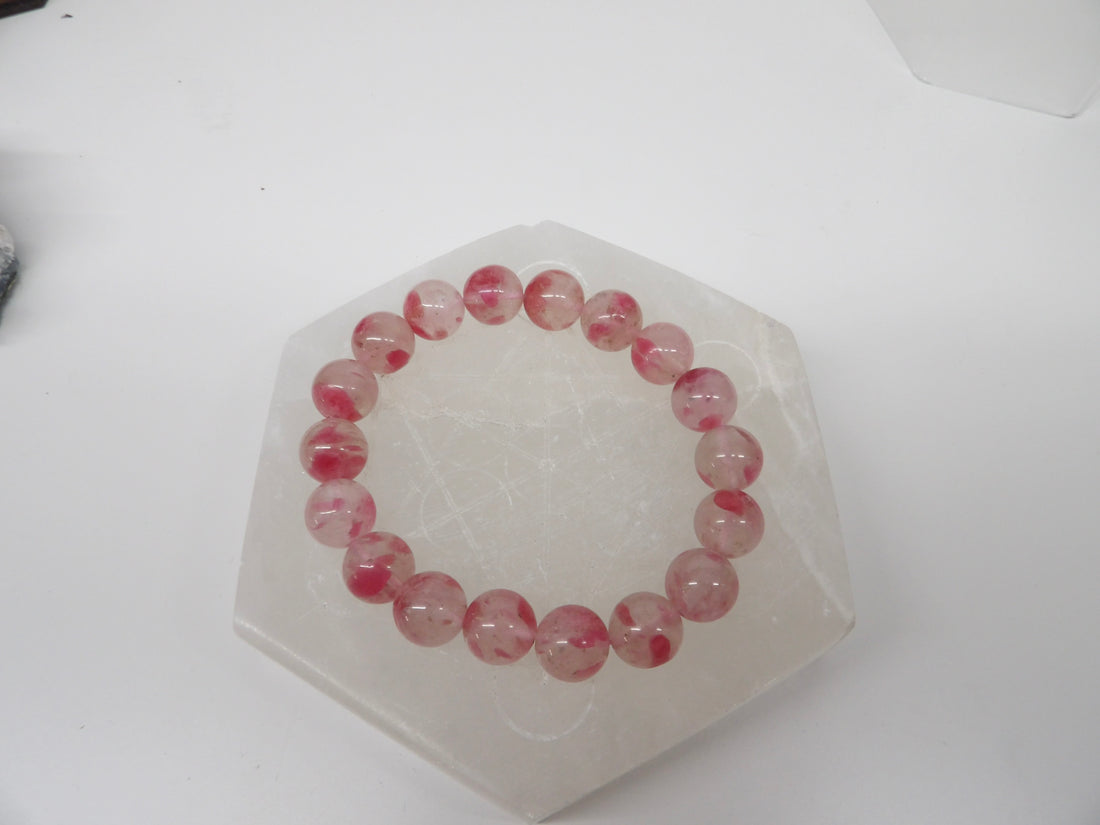 Rhodonite in Quartz Bracelet – 9mm or 11mm