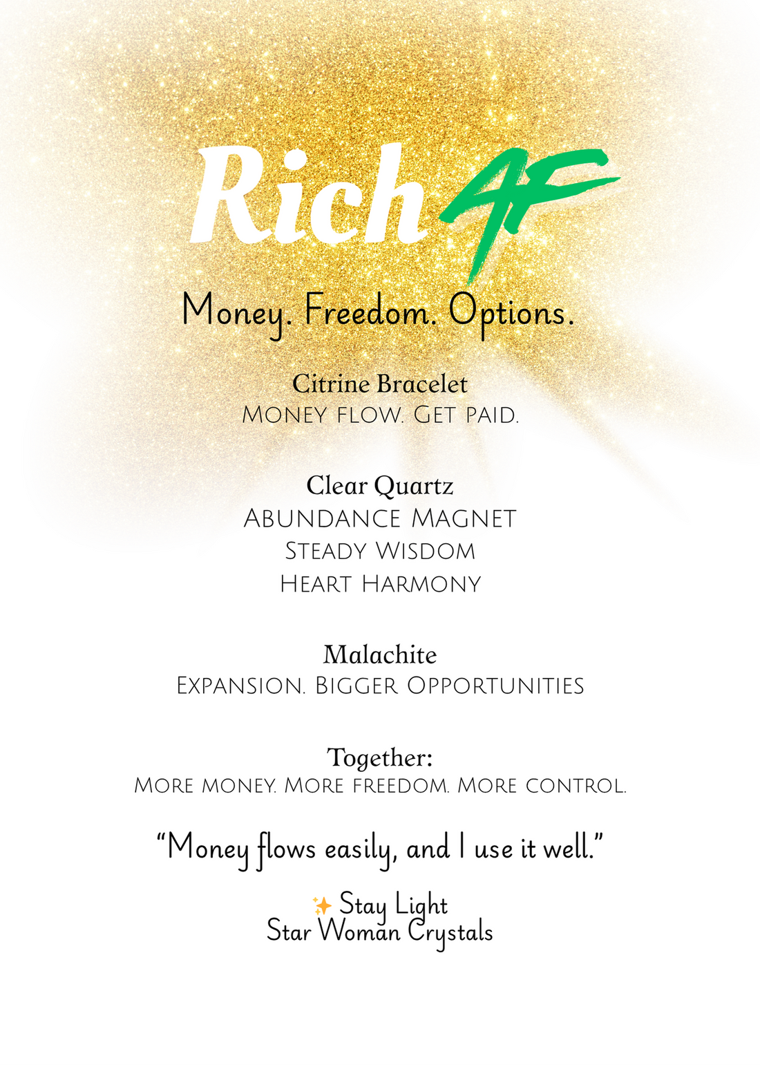 Rich AF Crystal Bundle | Citrine, Malachite, Clear Quartz & Selenite
