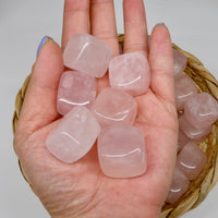 Rose Quartz Cubes in hand