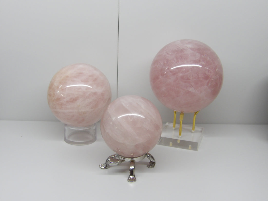 Three Genuine Rose Quartz Spheres - Scottsdale, AZ