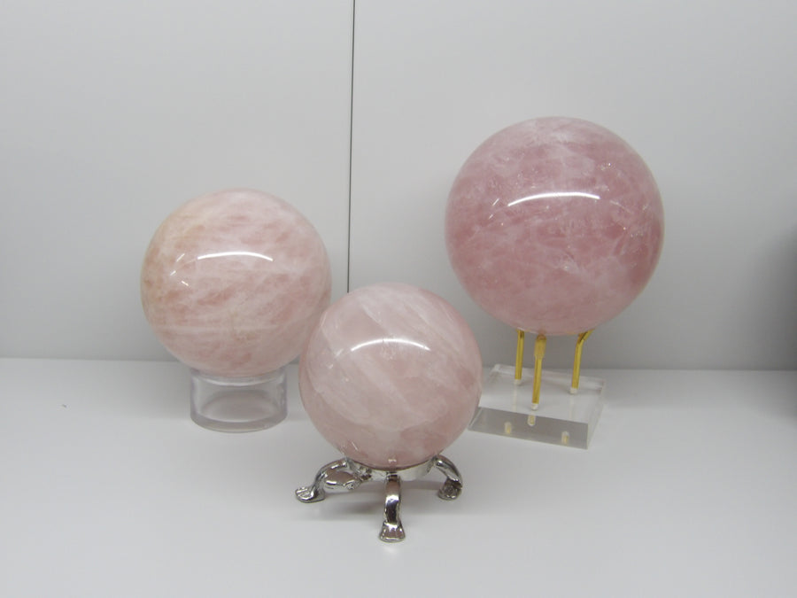 Three Genuine Rose Quartz Spheres - Scottsdale, AZ