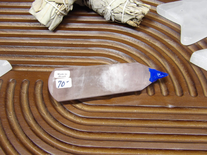 faceted rose quartz point for heart chakra