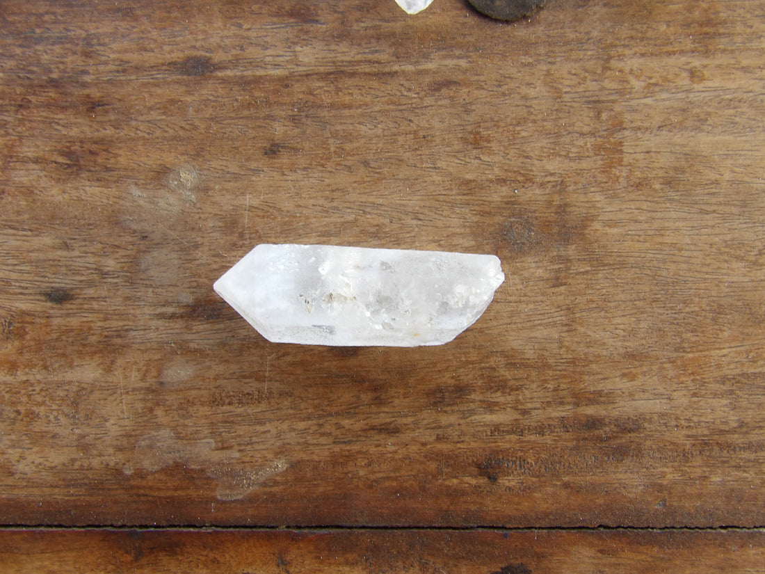Clear quartz on table