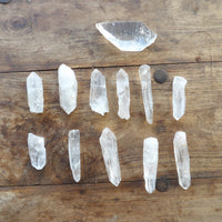 Clear Quartz Points on table