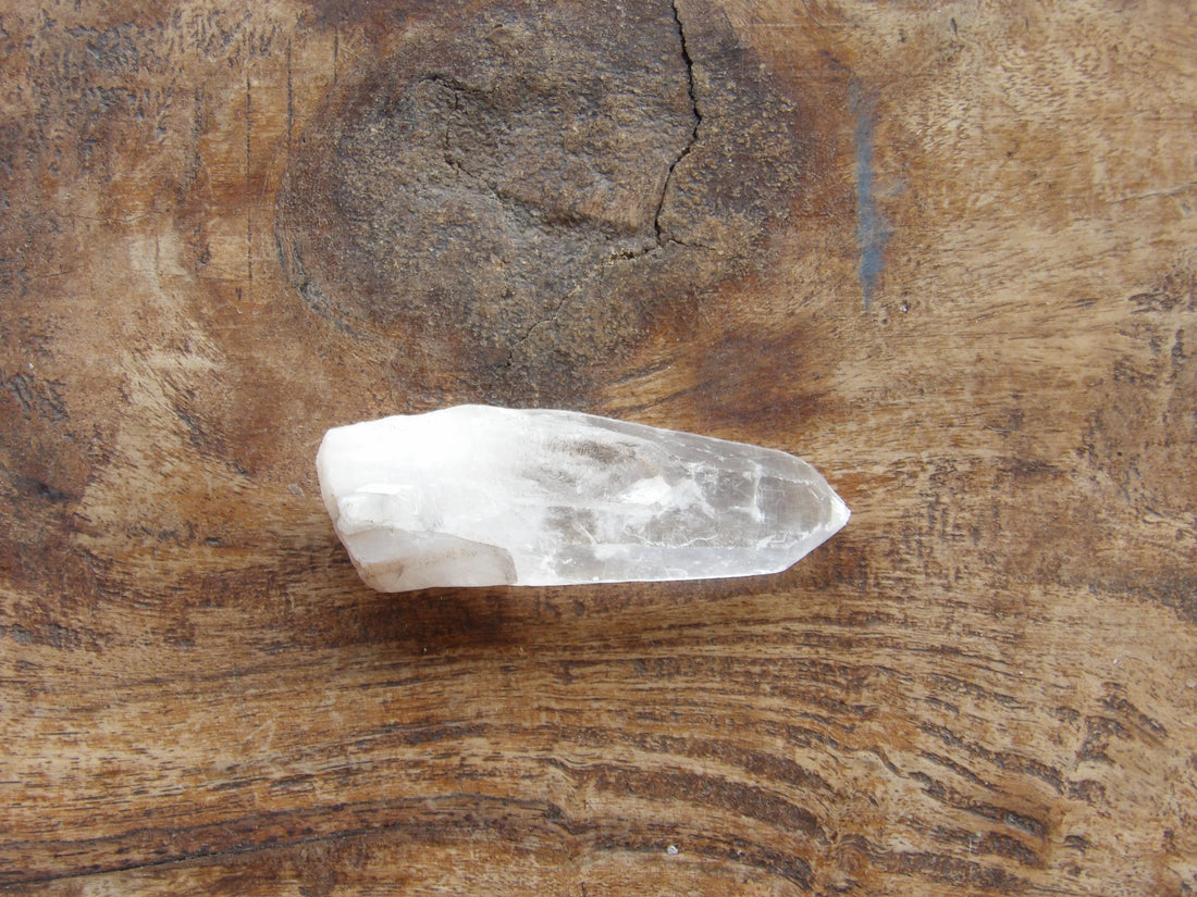 clear quartz point with milky bottom