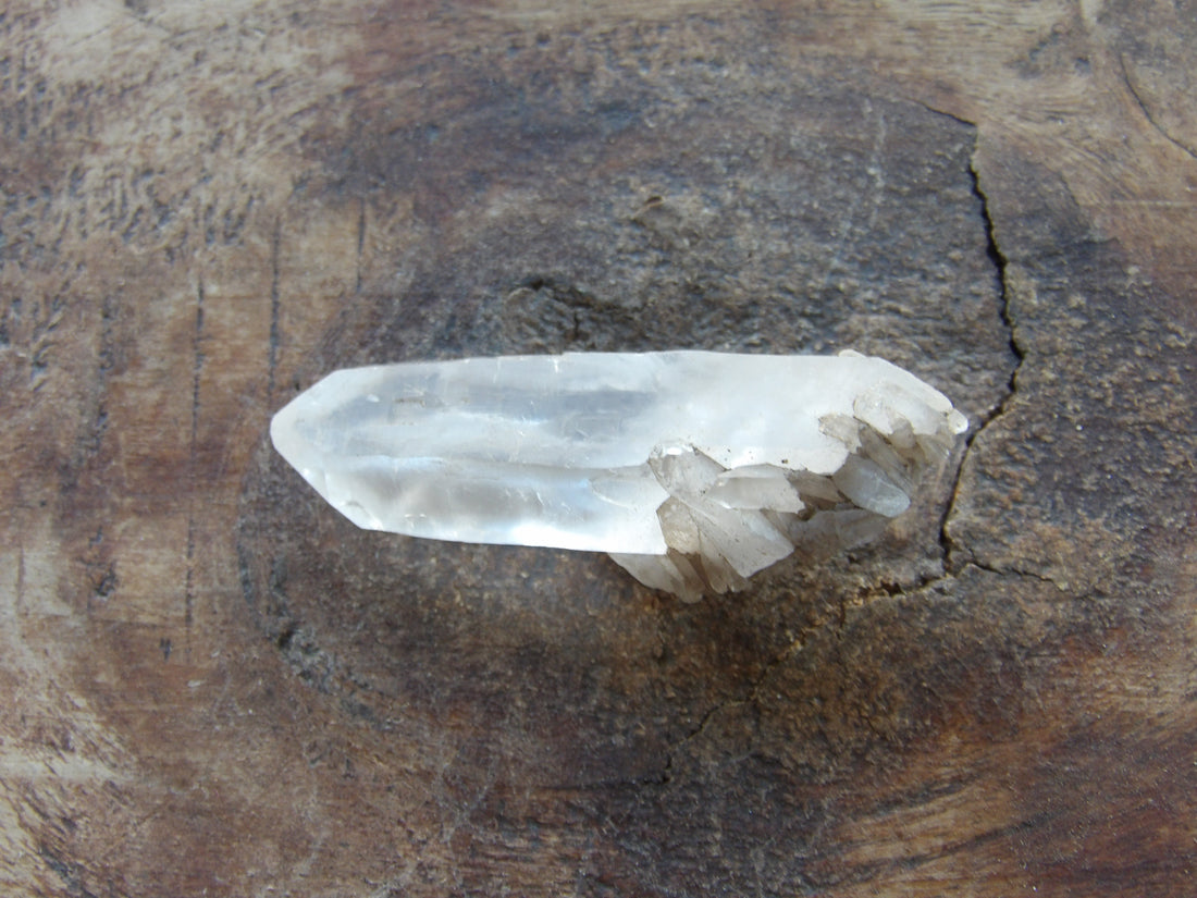 Natural clear quartz point - self healed