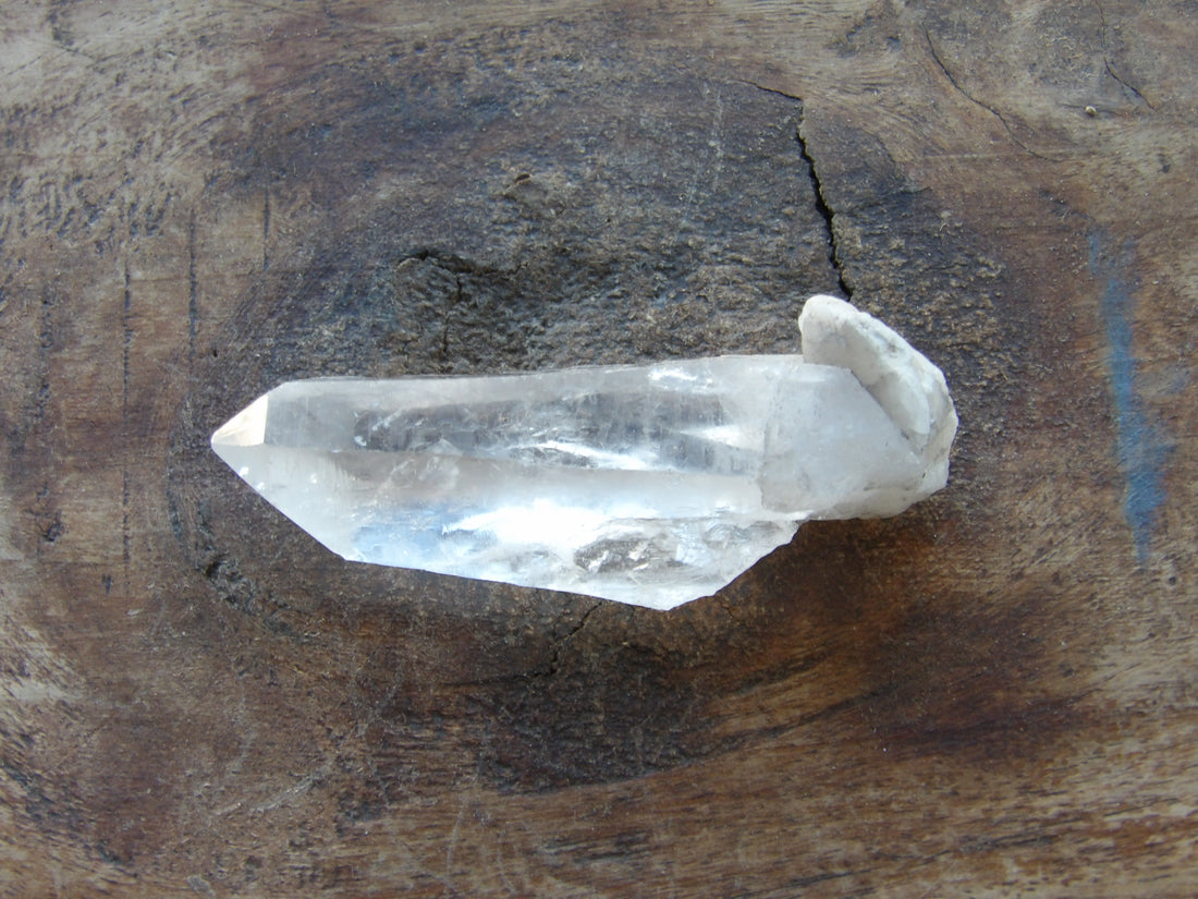 Natural clear quartz with milky bottom - self healed