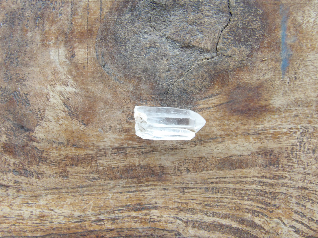 Clear quartz point Sedona charged crystal detail - twin formation
